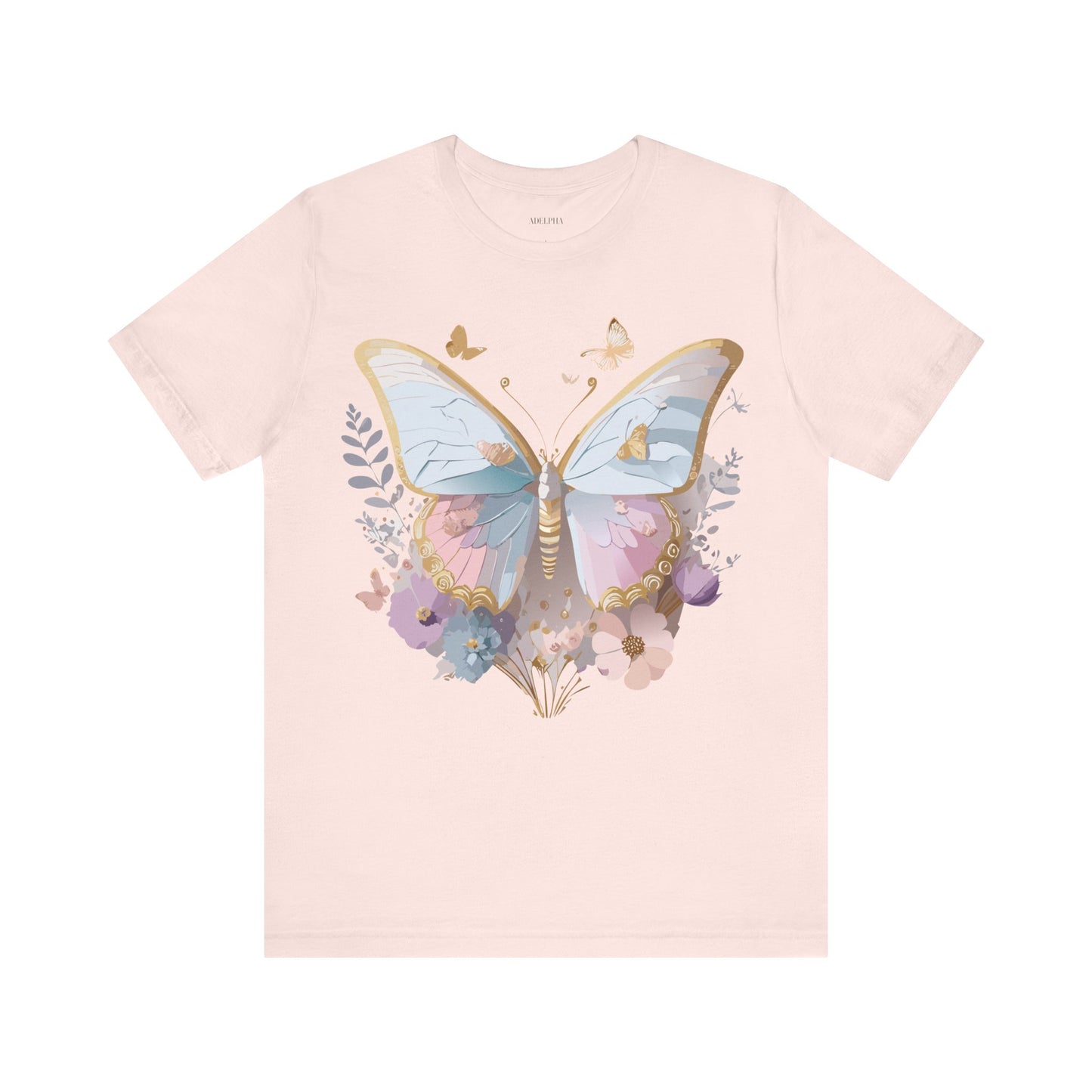 Natural Cotton Tee Shirt with Butterfly