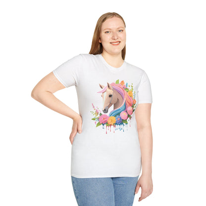 Unisex Horse Shirt Soft Cotton Tee With Animal Artwork Gildan Softstyle
