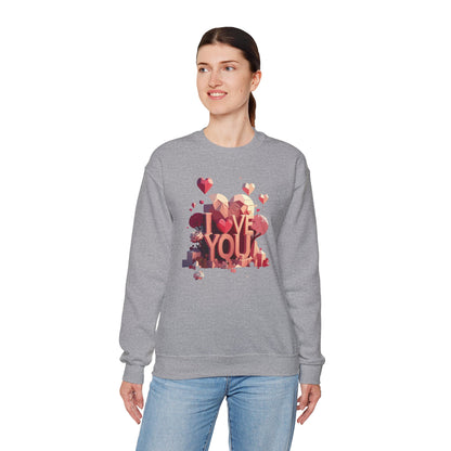 Unisex Heart Love Sweatshirt Floral Valentines Day Cotton Poly Fifty Fifty Blend