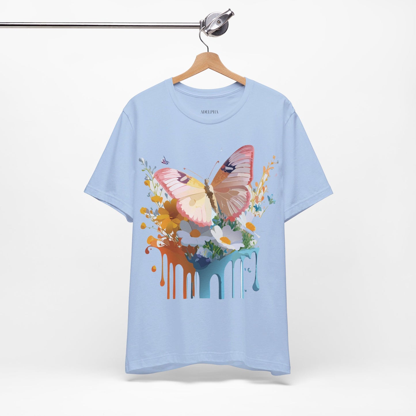 Natural Cotton Tee Shirt with Butterfly