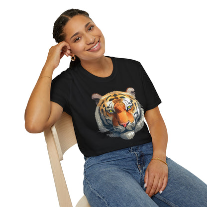 Tiger Print T Shirt Unisex Animal Tee 100 Percent Cotton Softstyle Gildan 64000
