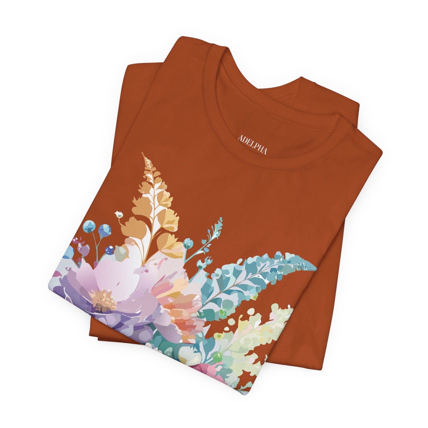 Natural Cotton Tee Shirt with Flowers