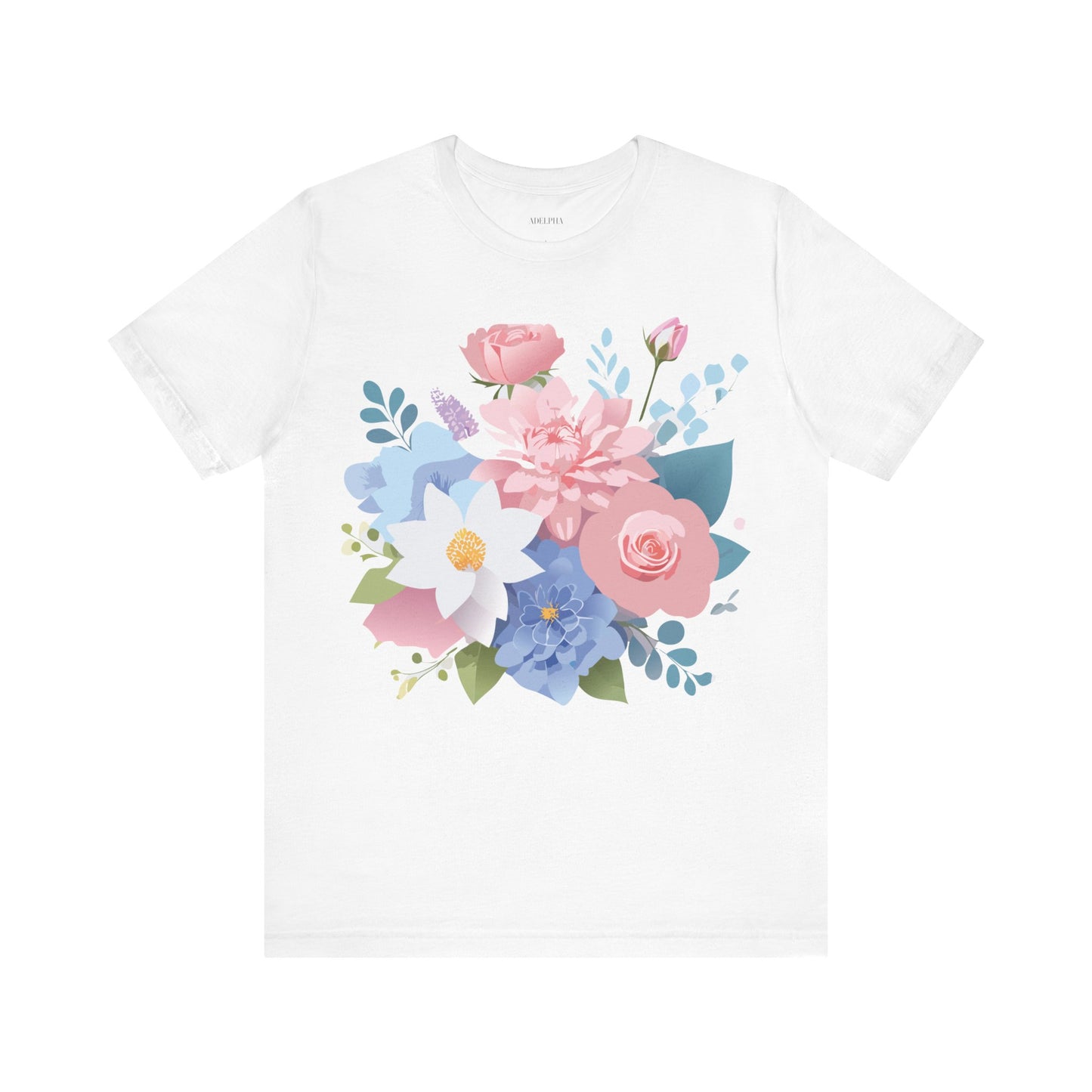 Natural Cotton Tee Shirt with Flowers