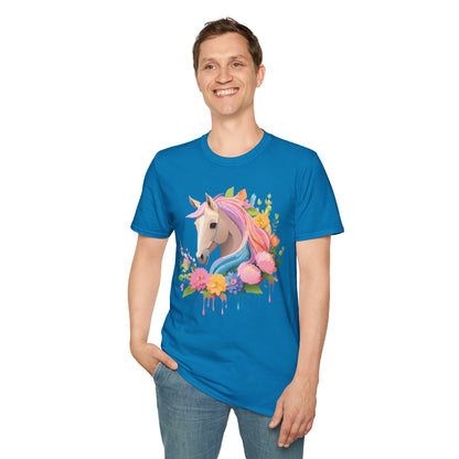 Unisex Horse Shirt Soft Cotton Tee With Animal Artwork Gildan Softstyle