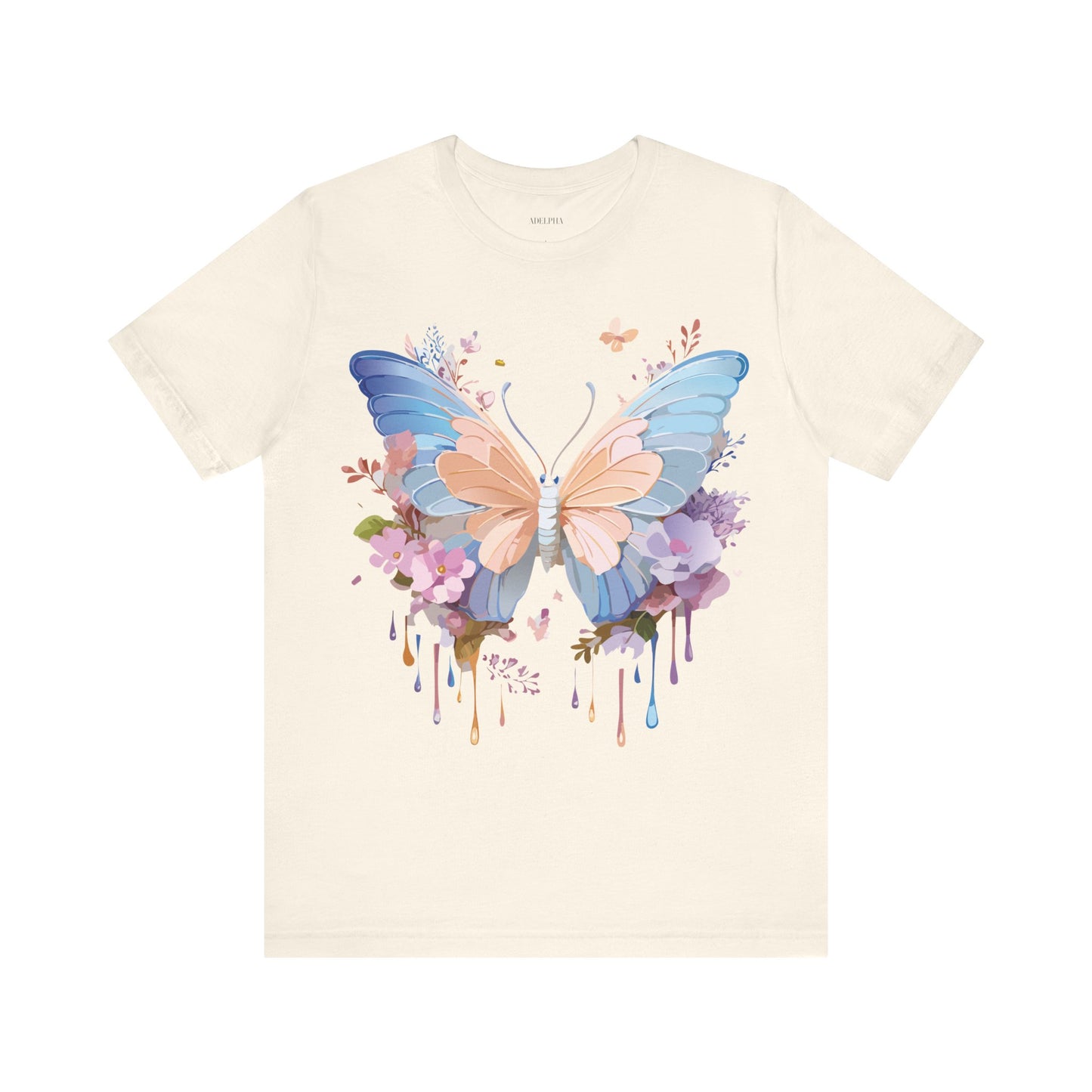 Natural Cotton Tee Shirt with Butterfly