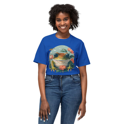 Vintage Frog Art T Shirt With Floral Full Color Print Unisex Tee