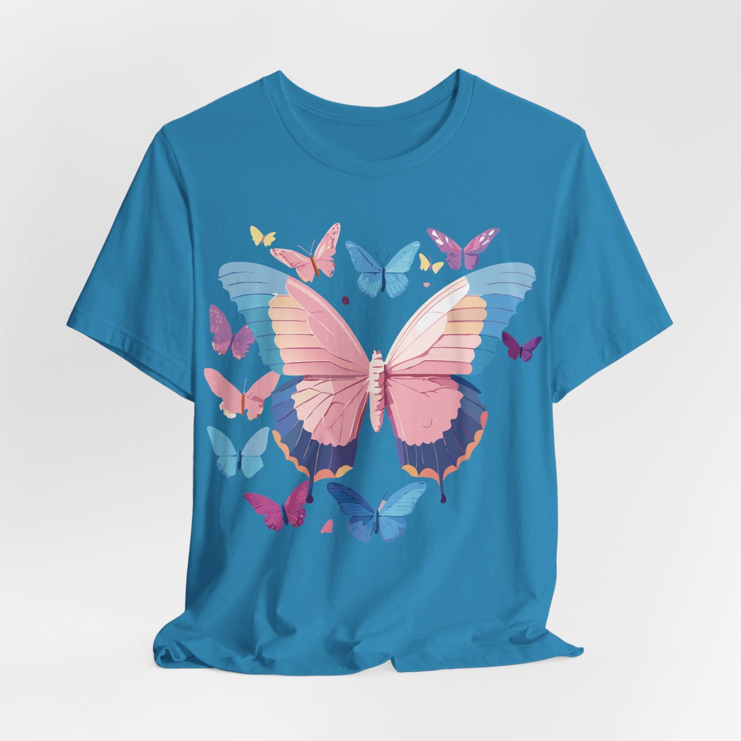 Natural Cotton Tee Shirt with Butterfly