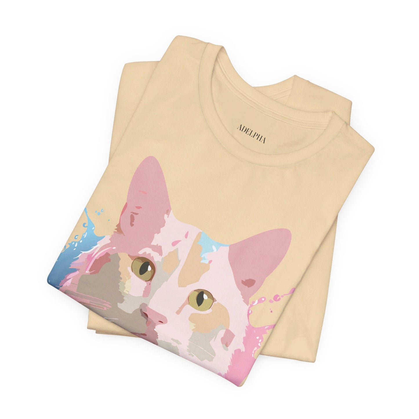 Natural Cotton Tee Shirt with Cat