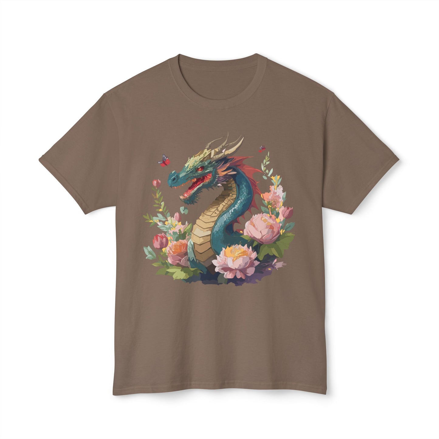 Dragon T-Shirt, Vintage Dragon Tee, Floral Tees, Dragon Art Design Shirt, Tee Shirt with Dragon 8