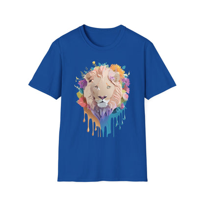 Unisex Lion Shirt Floral Lion Tee Softstyle Gildan 64000 100 Percent Cotton