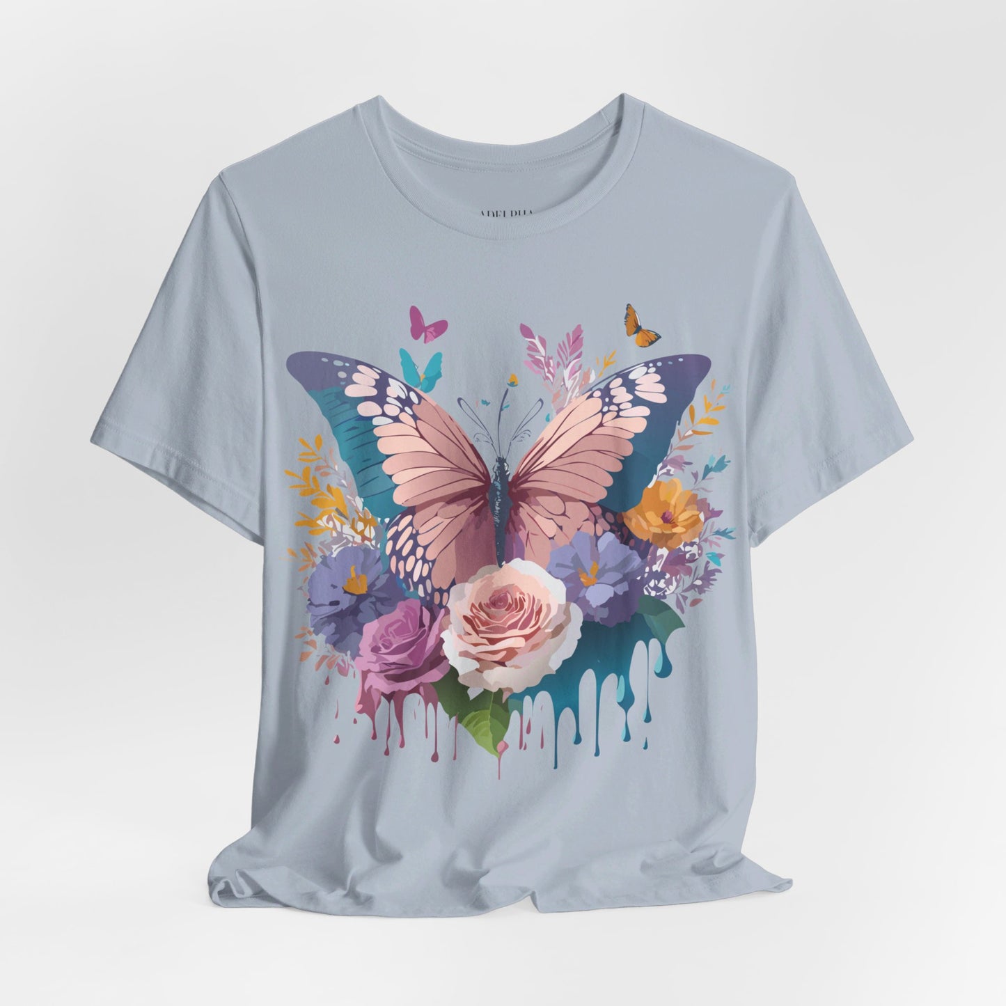 Natural Cotton Tee Shirt with Butterfly