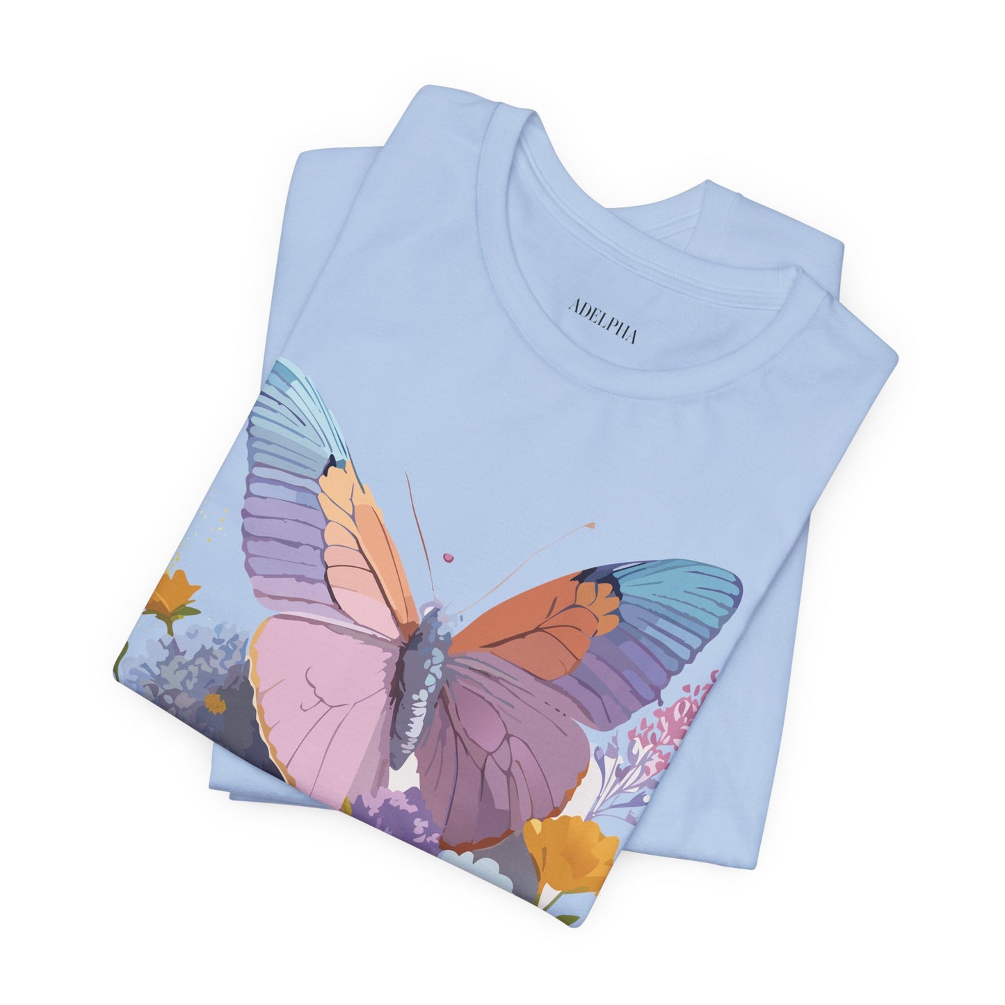 Natural Cotton Tee Shirt with Butterfly