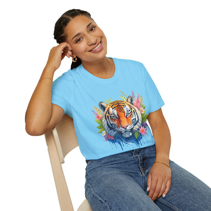 Tiger Print Unisex Gildan Softstyle Tee 64000 100 Percent Ring Spun Cotton