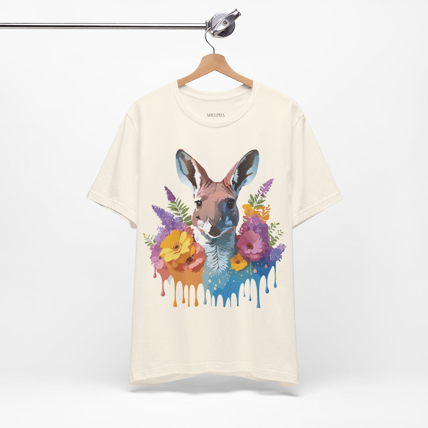 Natural Cotton Tee Shirt with Kangaroo