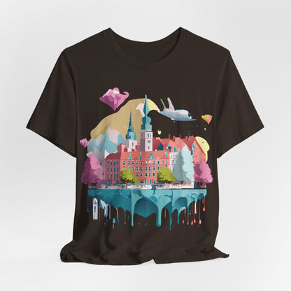 Natural Cotton Tee Shirt - Beautiful Places Collection - Warnemünde and Rostock - Germany Printify
