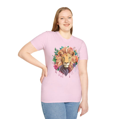 Lion Shirt Unisex Softstyle Tee 100 Percent Ring Spun Cotton Animal Print