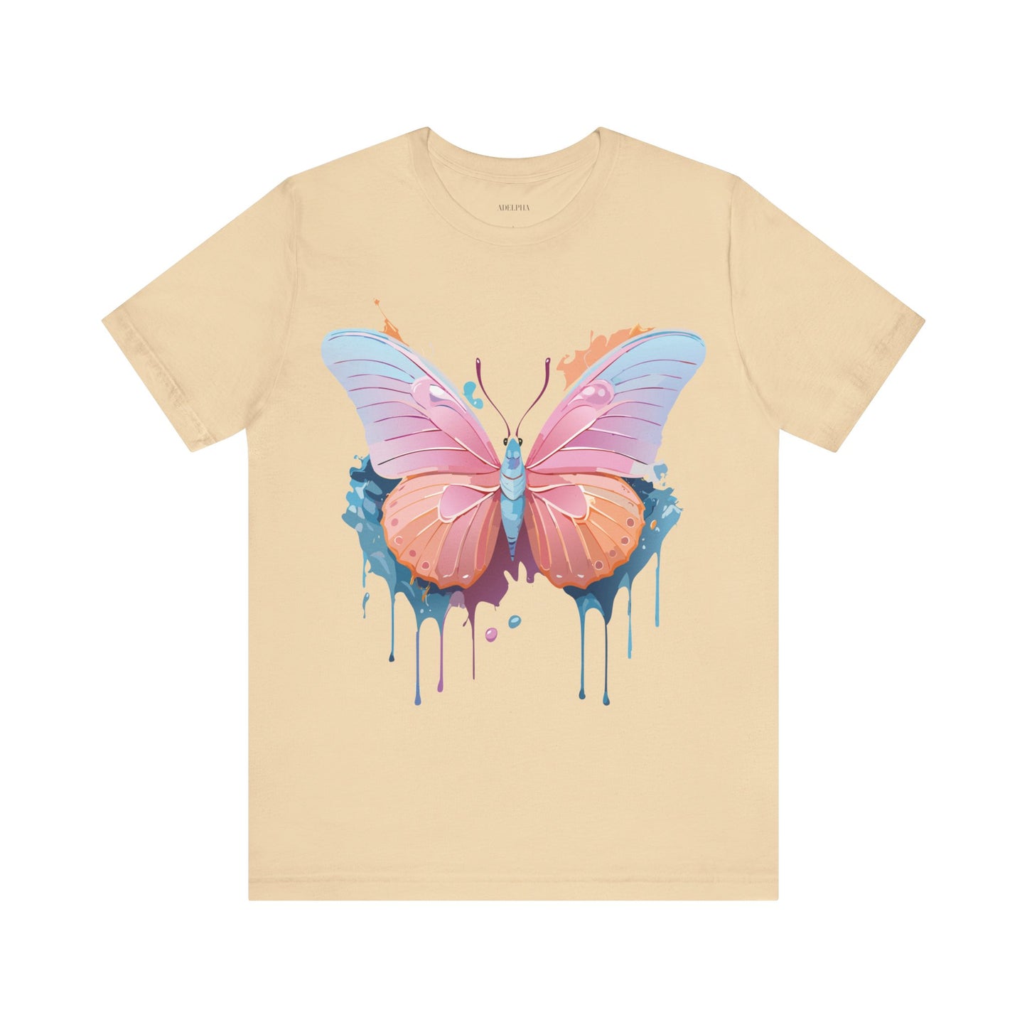 Natural Cotton Tee Shirt with Butterfly