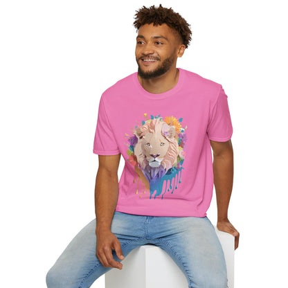 Unisex Lion Shirt Floral Lion Tee Softstyle Gildan 64000 100 Percent Cotton