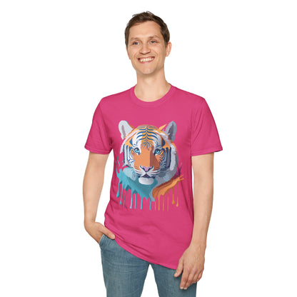 Tiger Print Shirt Unisex Softstyle Tee 100 Percent Ring Spun Cotton