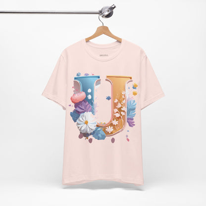 Natural Cotton Tee Shirt - Letters Collection - U Printify