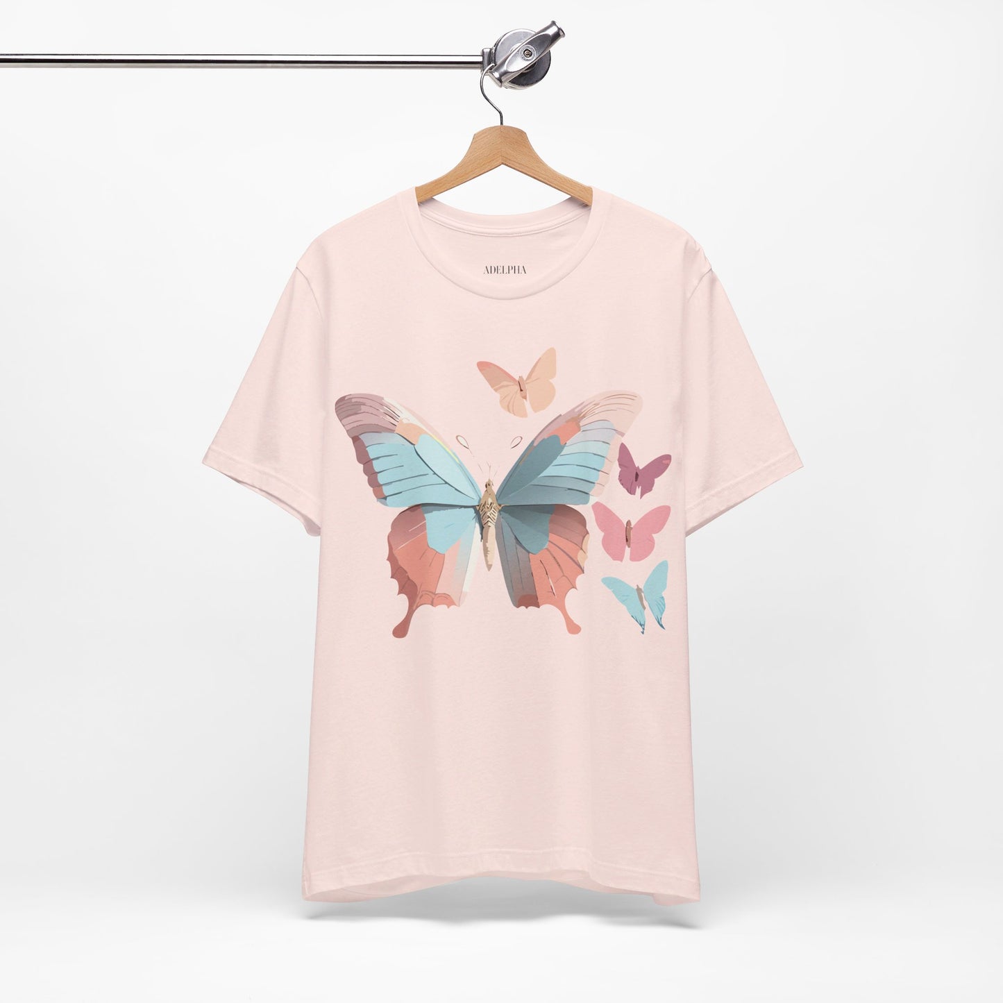 Natural Cotton Tee Shirt with Butterfly