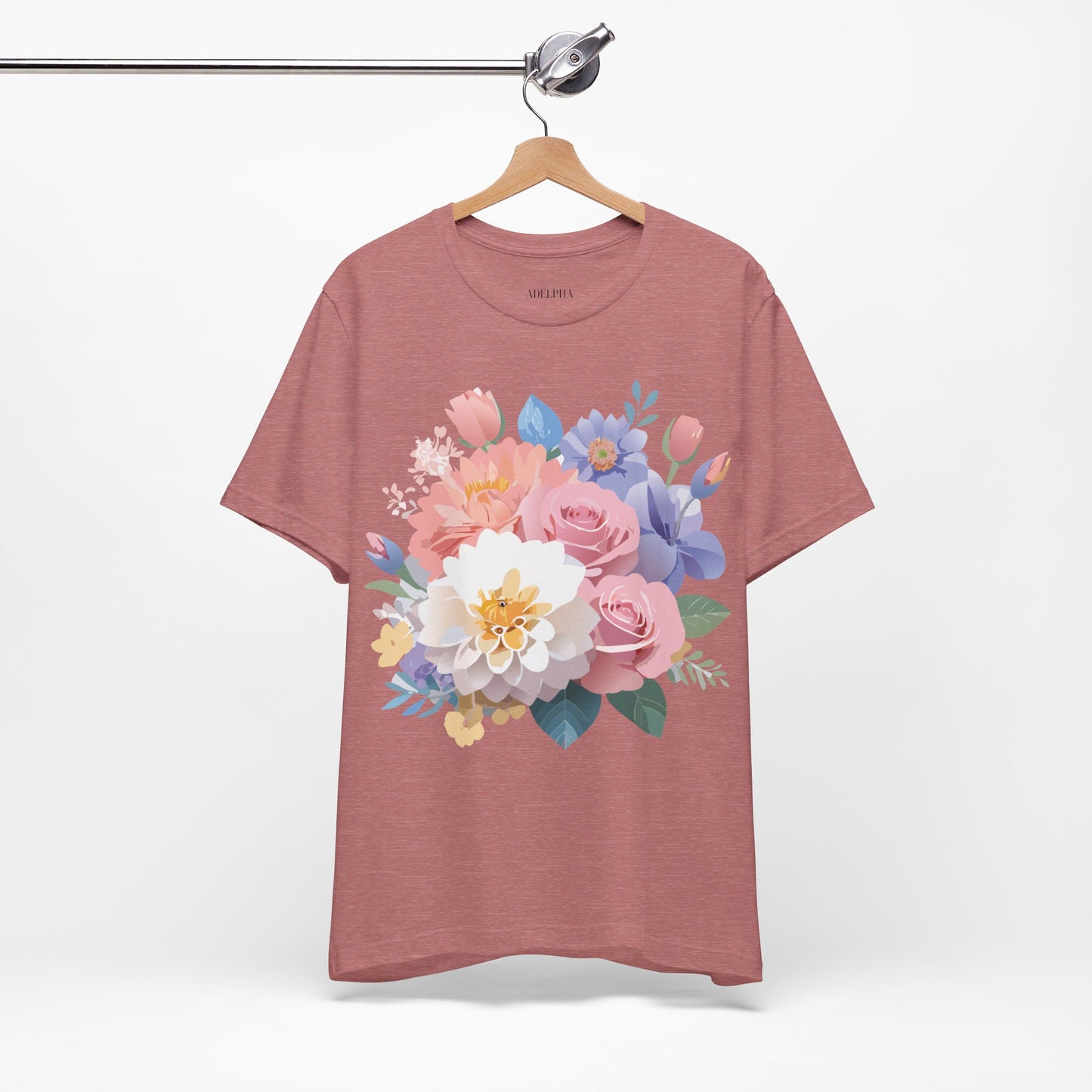 T-shirt en coton naturel avec fleurs