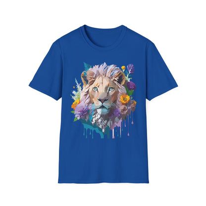 Unisex Lion Shirt Floral Lion Tee Animal Print Tee Gildan 64000