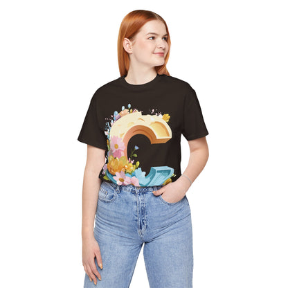 Natural Cotton Tee Shirt - Letters Collection - C Printify