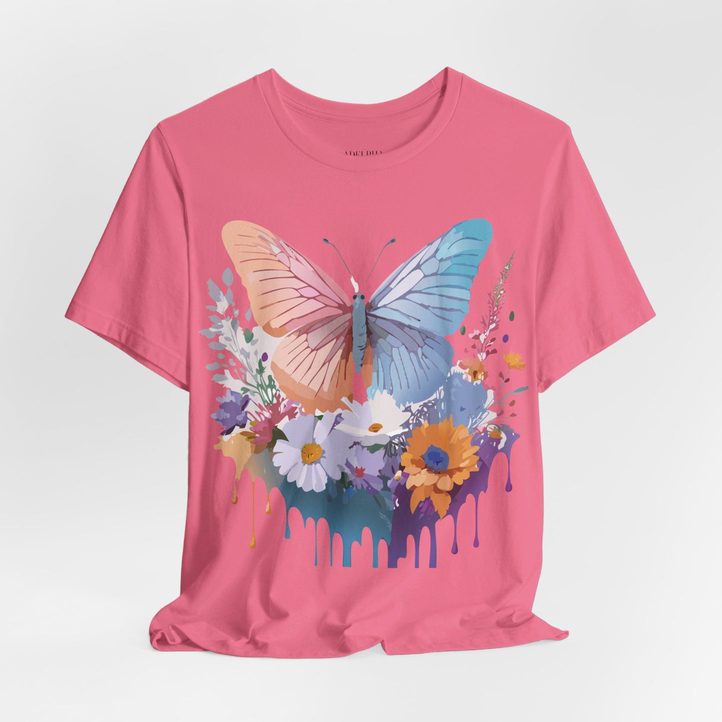 Natural Cotton Tee Shirt with Butterfly