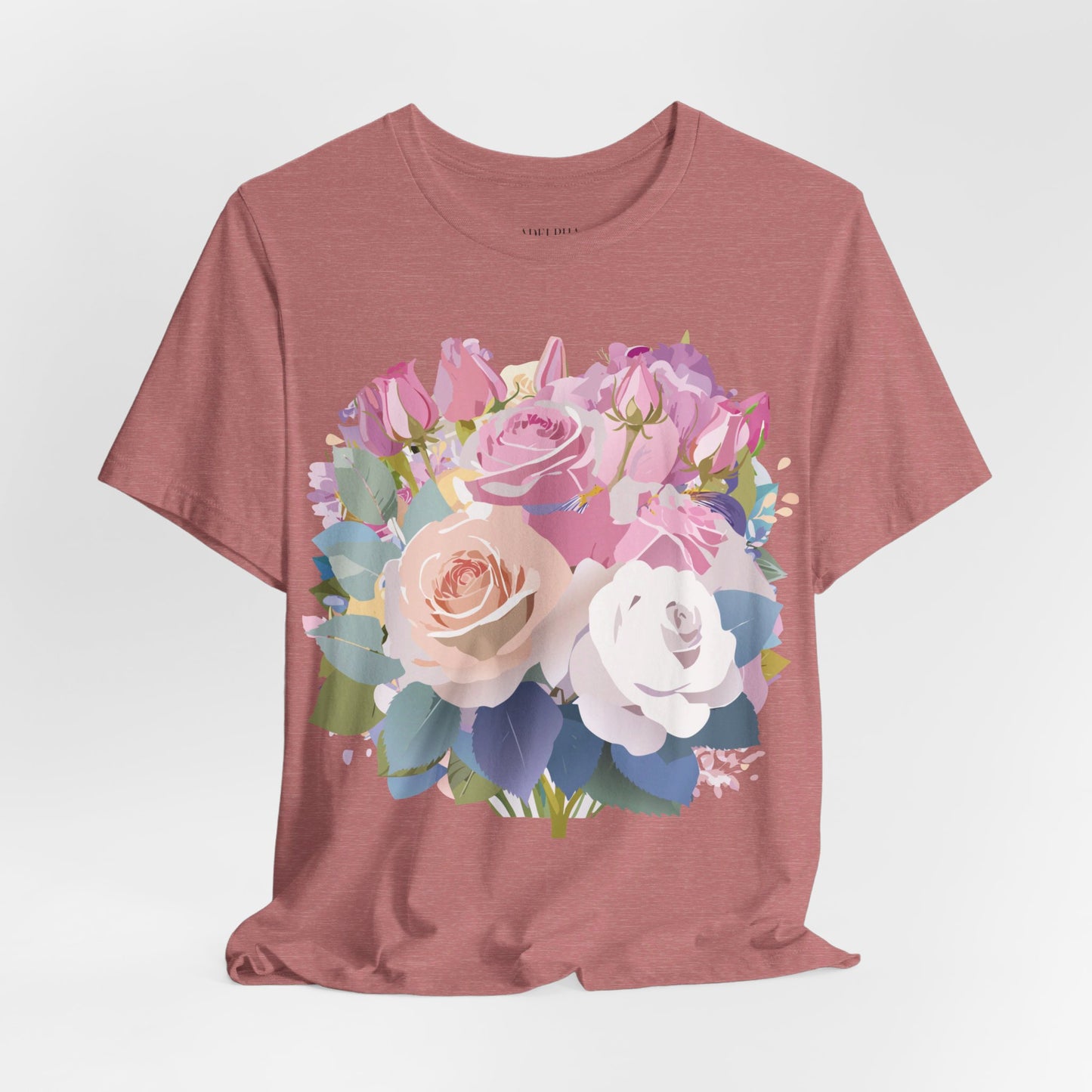 Natural Cotton Tee Shirt with Flowers