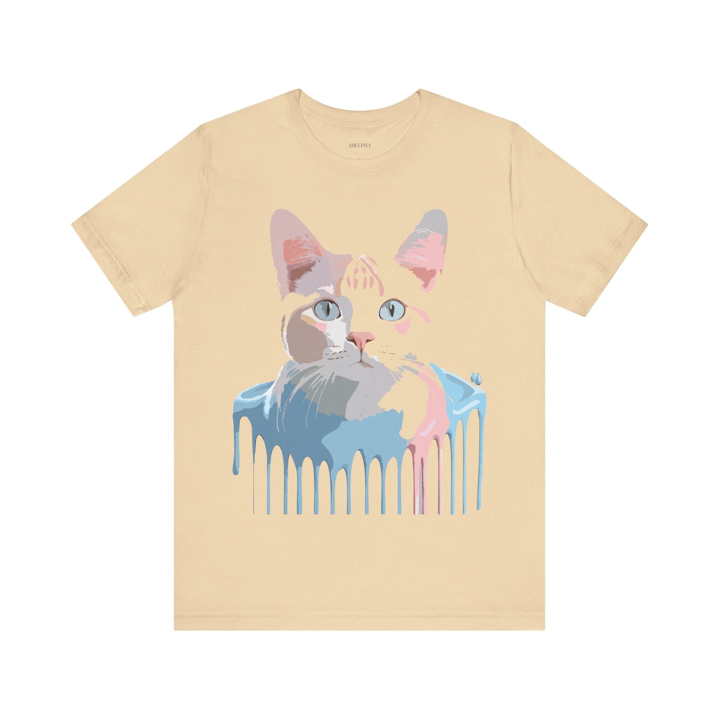 Natural Cotton Tee Shirt with Cat