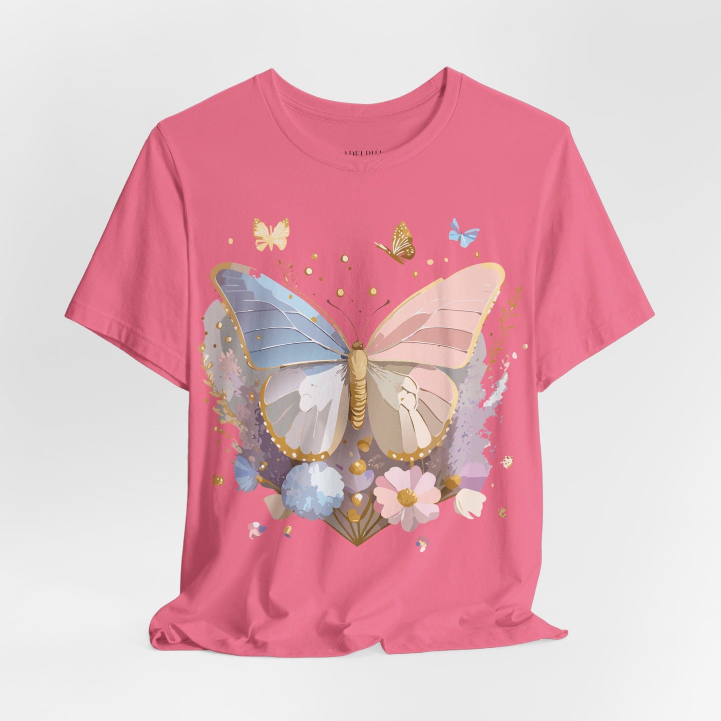 Natural Cotton Tee Shirt with Butterfly