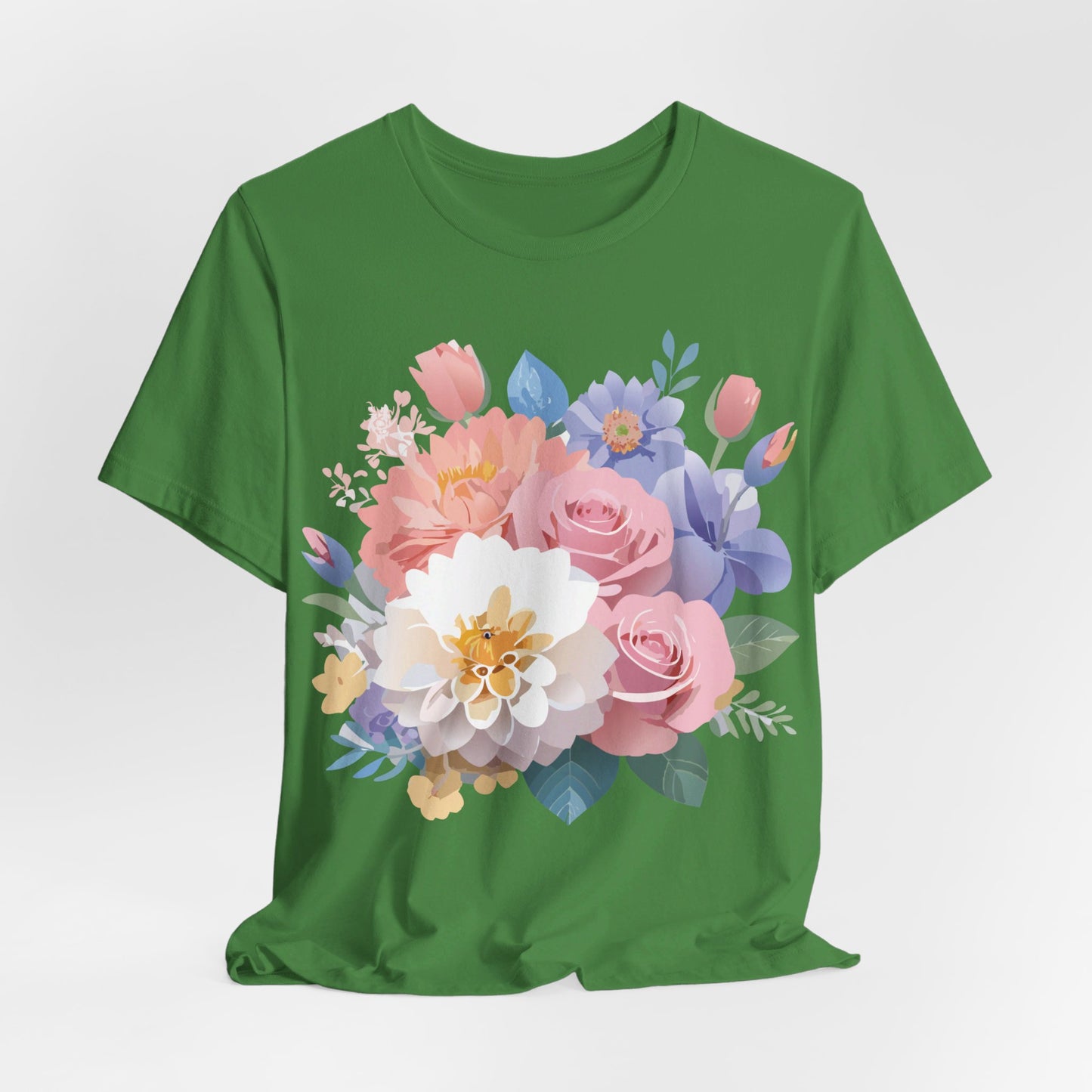 Natural Cotton Tee Shirt with Flowers