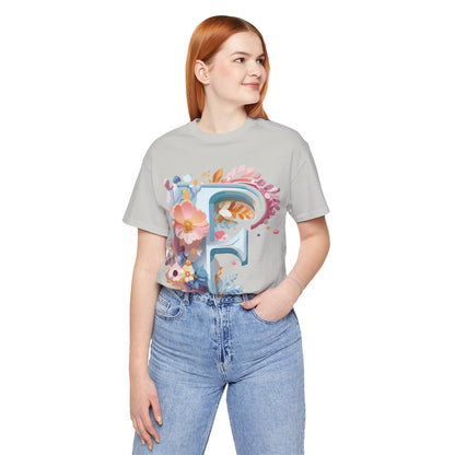 Natural Cotton Tee Shirt - Letters Collection - F Printify
