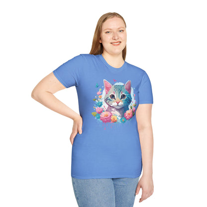 Cat Shirt Unisex Tee Kitten Cat Tee Softstyle 100 Percent Cotton Gildan 64000