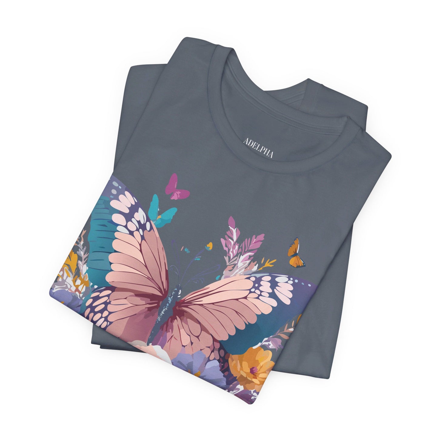 Natural Cotton Tee Shirt with Butterfly