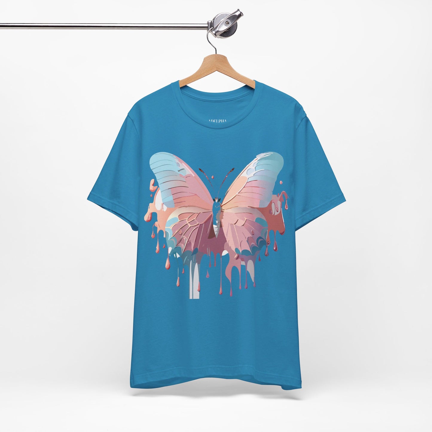 Natural Cotton Tee Shirt with Butterfly