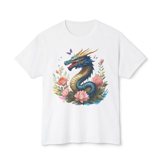 Dragon T-Shirt, Vintage Dragon Tee, Floral Tees, Dragon Art Design Shirt, Tee Shirt with Dragon 2