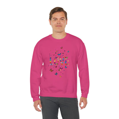 Unisex Floral Love Sweatshirt Fifty Fifty Cotton Poly Valentines Day