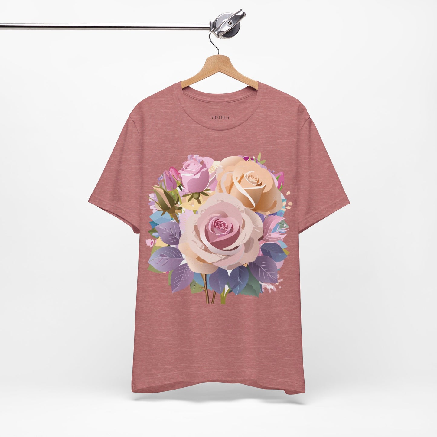 Natural Cotton Tee Shirt with Flowers