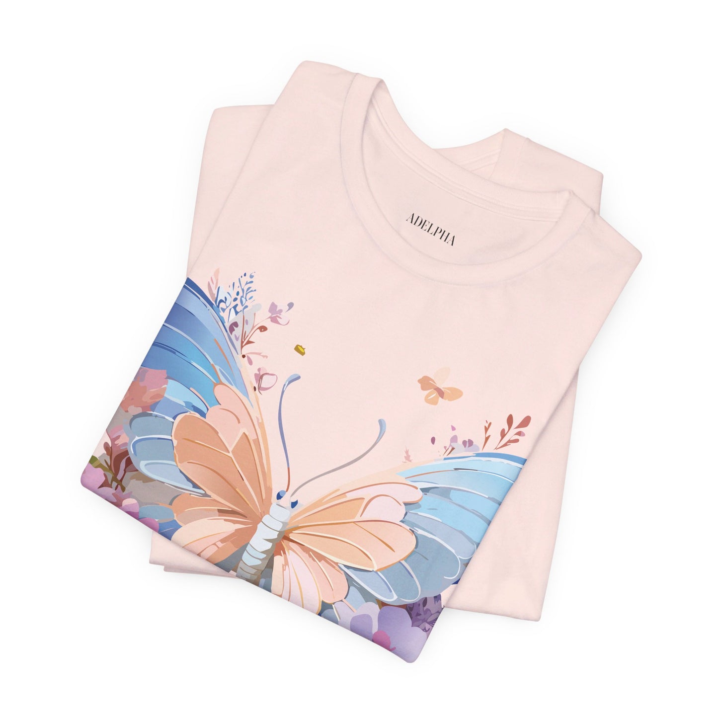 Natural Cotton Tee Shirt with Butterfly