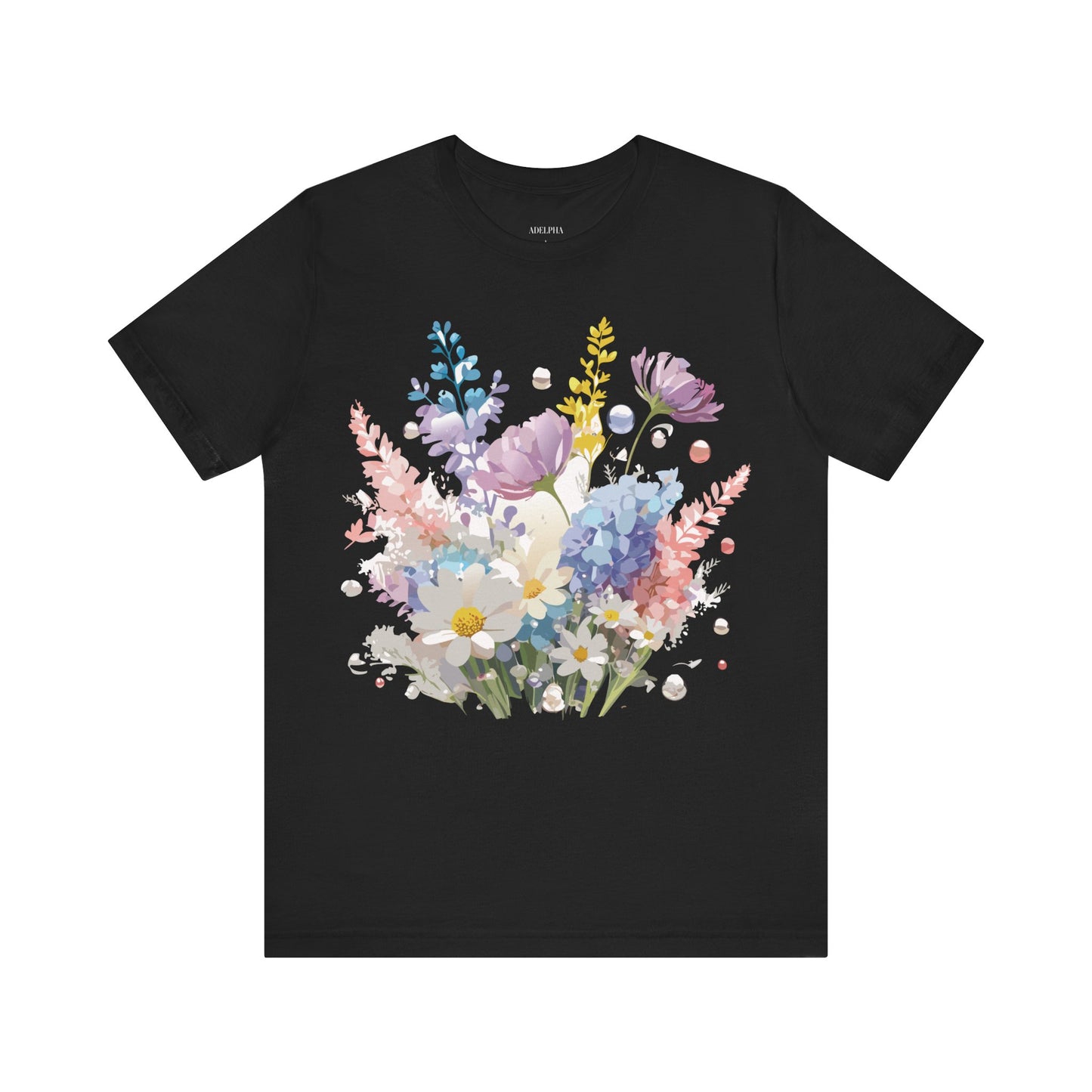 Natural Cotton Tee Shirt with Flowers