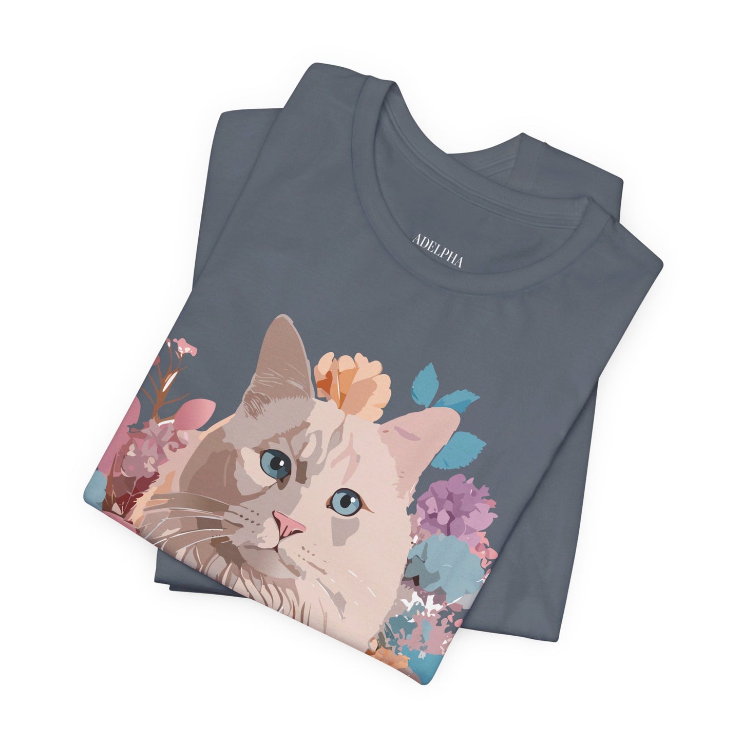 Natural Cotton Tee Shirt with Cat