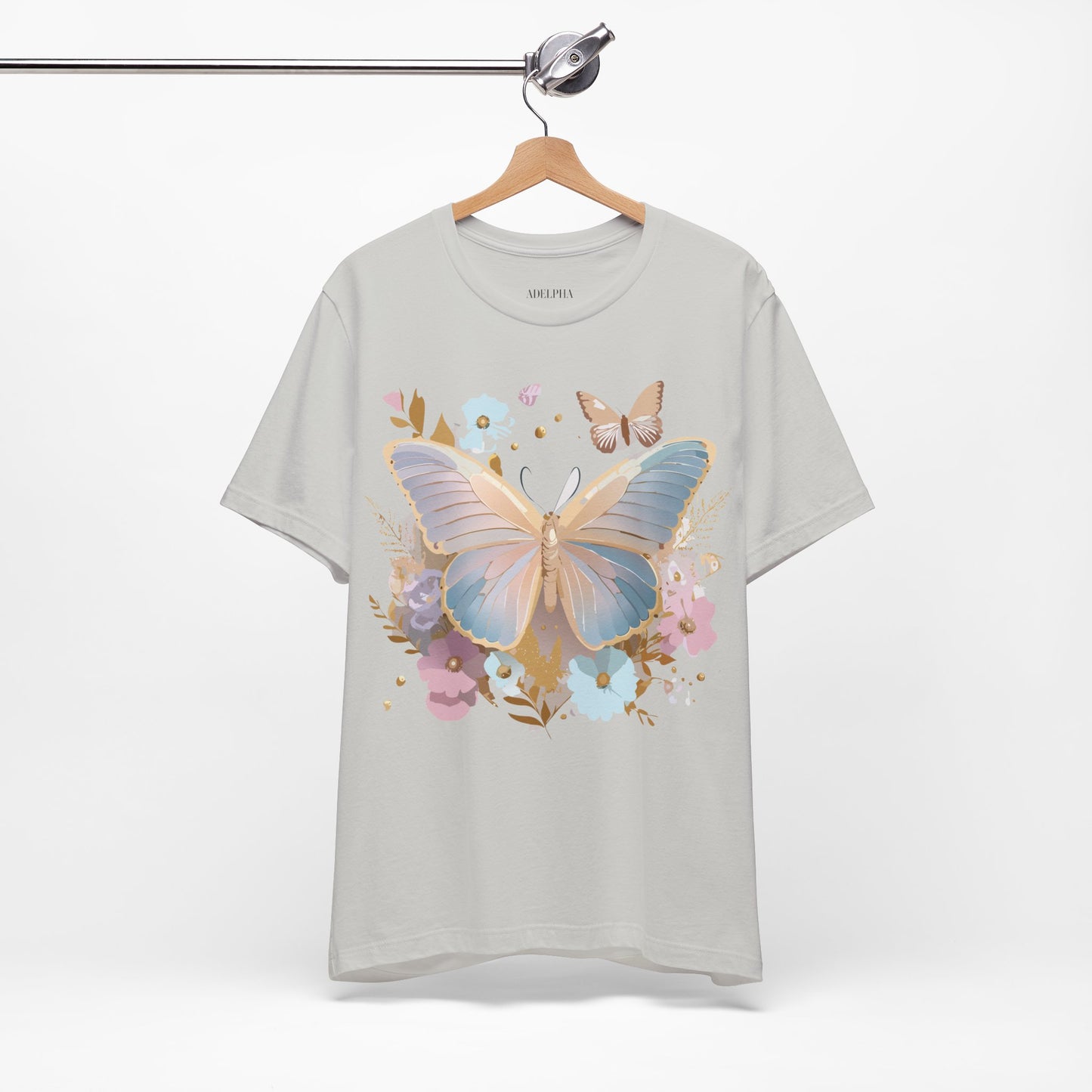 Natural Cotton Tee Shirt with Butterfly