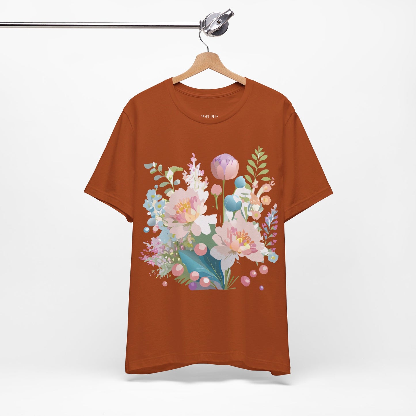 T-shirt en coton naturel avec fleurs