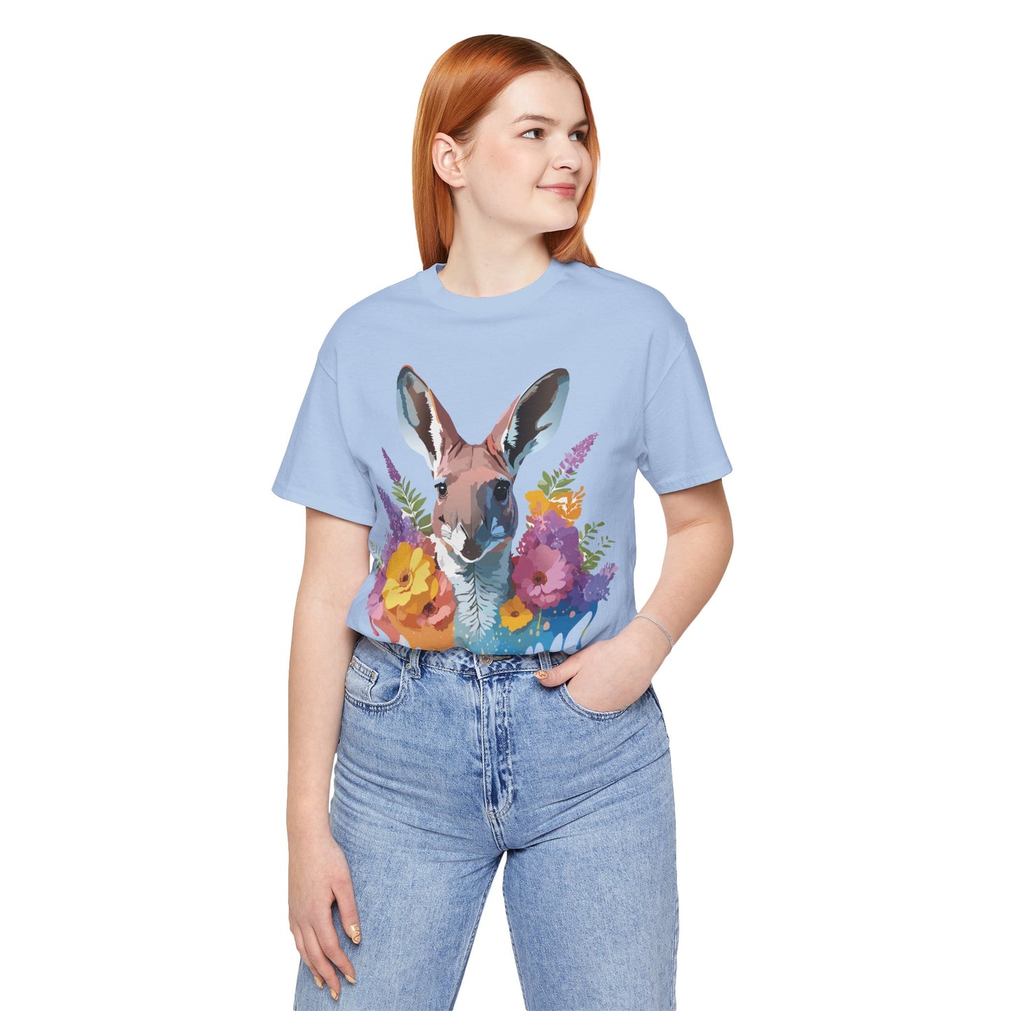 Natural Cotton Tee Shirt with Kangaroo