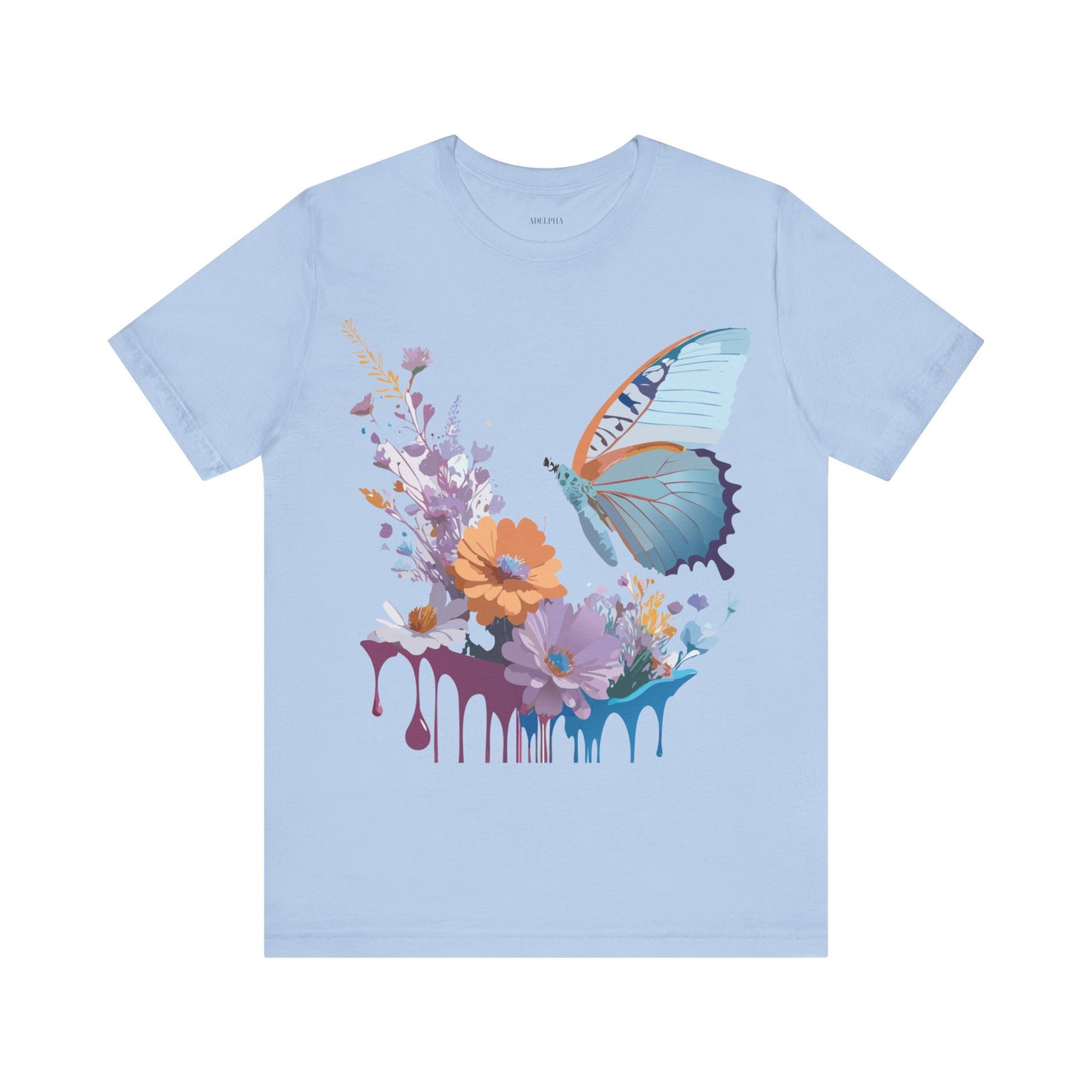 Natural Cotton Tee Shirt with Butterfly