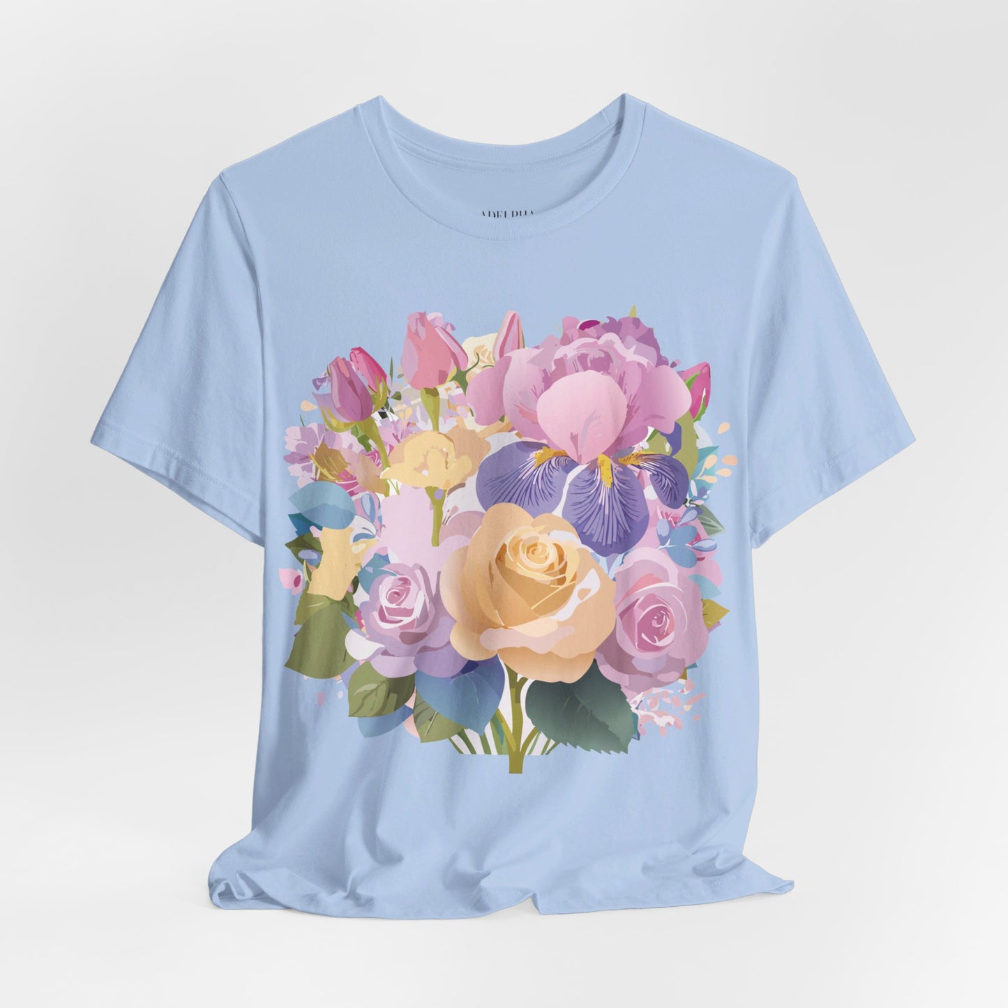 Natural Cotton Tee Shirt with Flowers