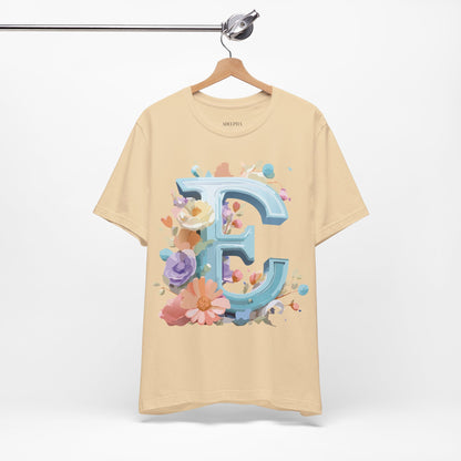 Natural Cotton Tee Shirt - Letters Collection - E Printify