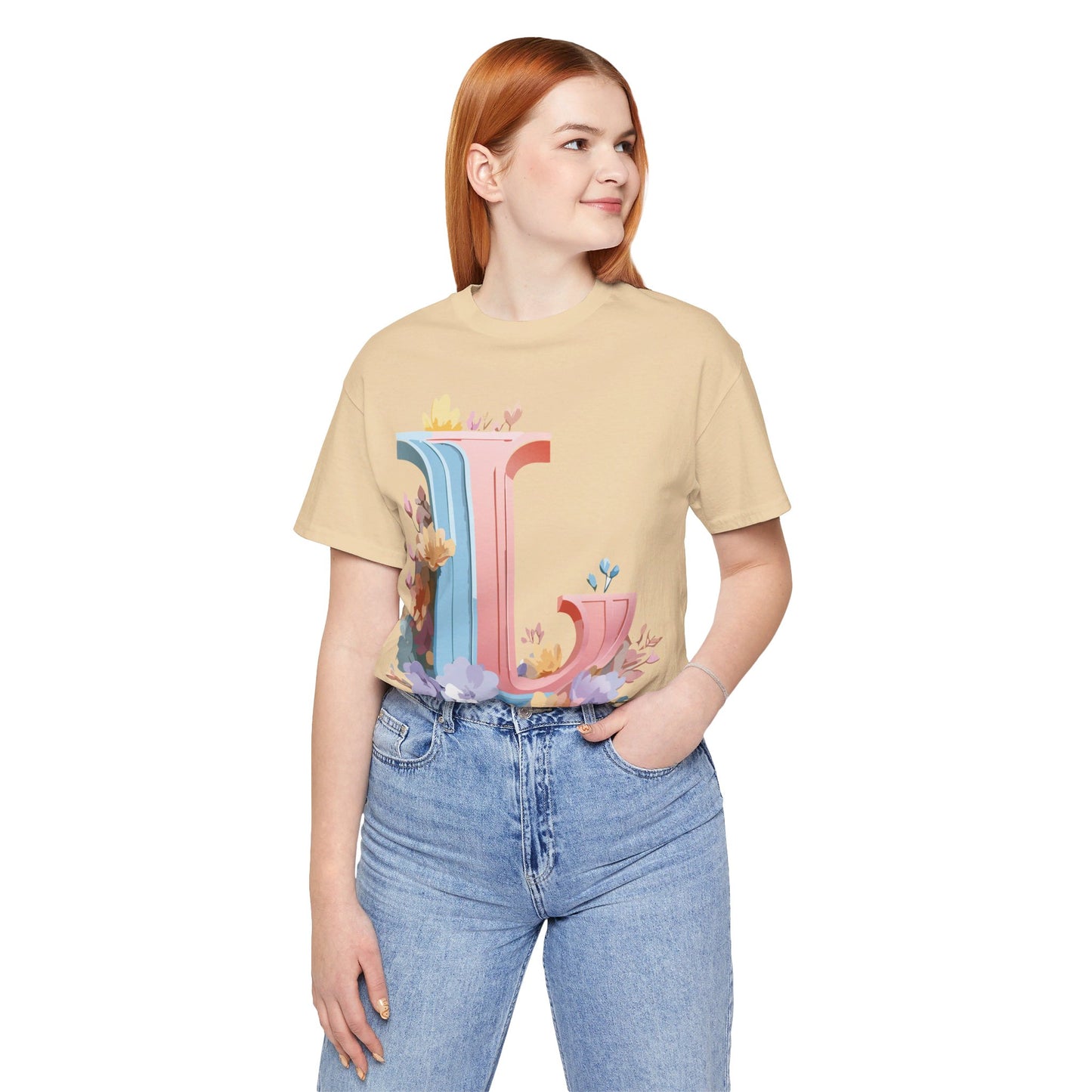 Natural Cotton Tee Shirt - Letters Collection - L